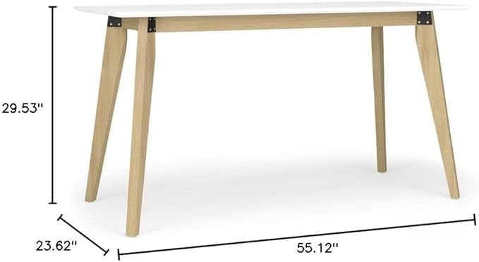 HON Basyx BSX55WPLTWH Modern Home Office Wood Computer Desk, 55", White