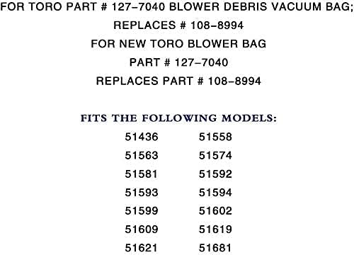 127-7040 New Blower Vacuum Debris Collection Bag Replaces for Toro 108-8994 137-2336 Fits 51436 51563 51581 51594 51599 51609 51618 51619 51621