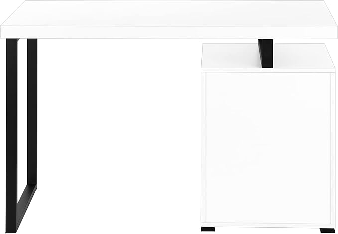 Monarch Specialties 7646 Computer Desk, Home Office, Laptop, Left, Right Set-up, Storage Drawers, 48" L, Work, Metal, Laminate, White, Black, Contemporary Desk-48 R Face, 47.25" L x 23.75" W x 30" H