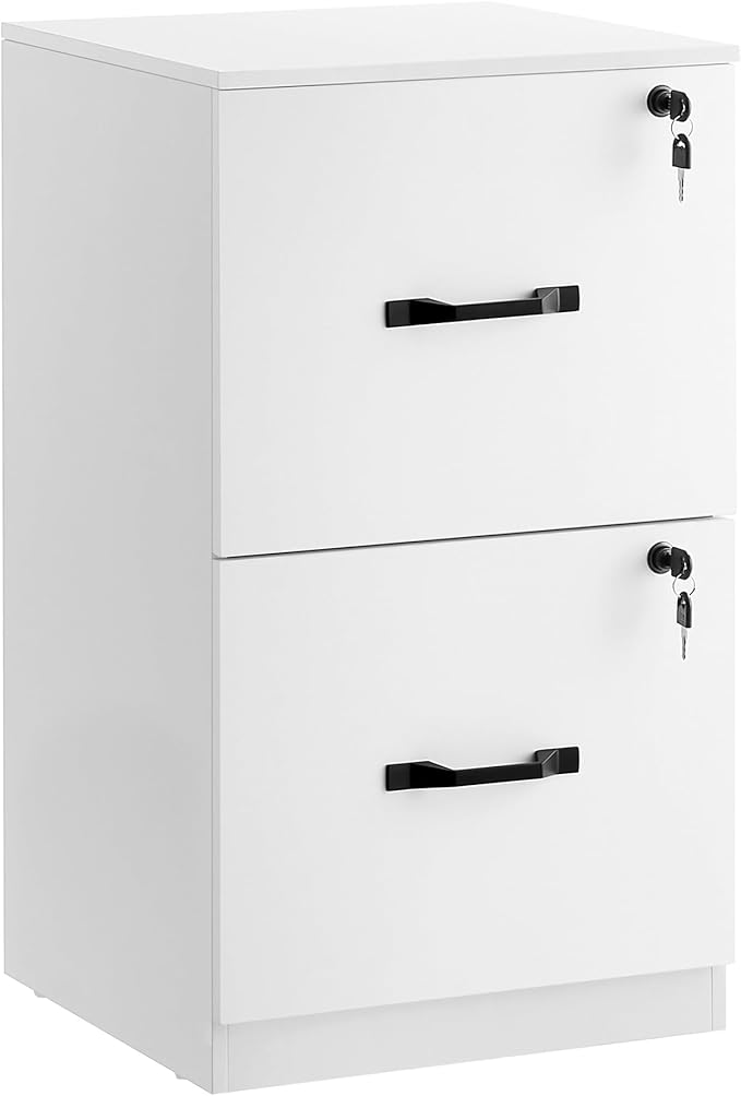 VASAGLE 2-Drawer Vertical File Cabinet, Filing Cabinet for Home Office, Printer Stand, with 2 Lockable Drawers, Adjustable Hanging Rail, for A4 and Letter-Size Files, Cloud White UOFC016W14