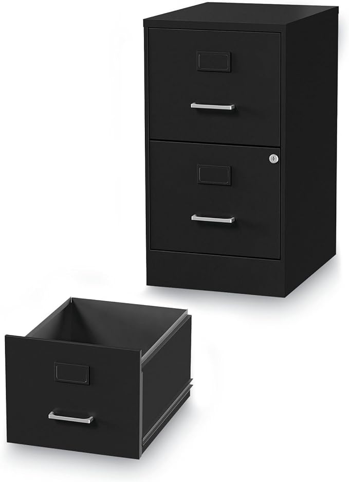Alera 2806262 14 in. x 18 in. x 24.1 in. Soho 2-Drawer Vertical Letter File Cabinet - Black