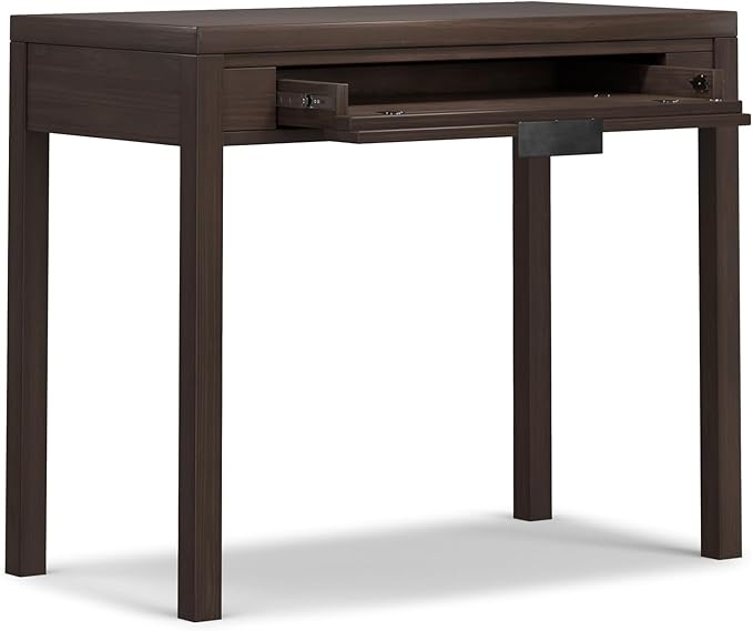 SIMPLIHOME Hollander SOLID WOOD Contemporary 38 inch Wide Small Desk in Warm Walnut Brown for The Office Desk, Writing Table, Workstation and Study Table
