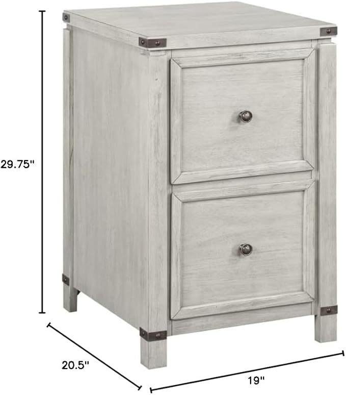 OSP Home Furnishings Designs Baton Rouge 2 Drawer File Cabinet with Rustic Design and Metal Accents, Champagne Oak