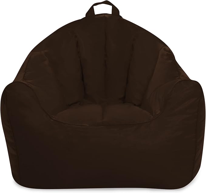 Posh Creations Structured Comfy Bean Bag Chair for Gaming, Reading, and Watching TV, Malibu Lounge, Microsuede - Chocolate