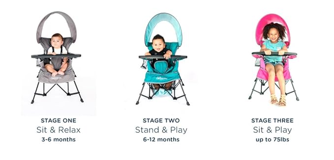 Baby Delight Go with Me Venture Portable Chair | Indoor and Outdoor | Sun Canopy | 3 Child Growth Stages | Moss Bud Green