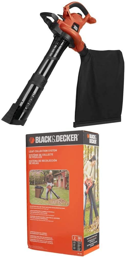 BLACK+DECKER 3-in-1 Electric Leaf Blower with Blower/Vacuum Leaf Collection System (BV6600 & BV-006L)