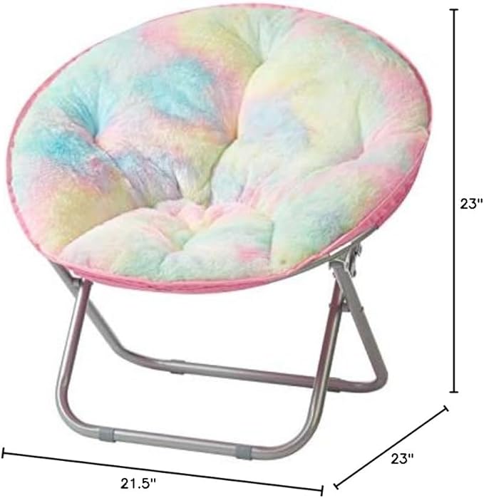 Heritage Kids Sorbet Dreams Rainbow Fur Saucer Chair, 23" Kids, Multi