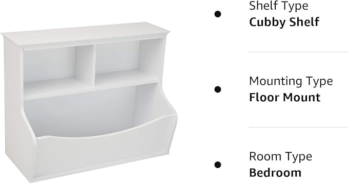 Amazon Basics Children's Multi-Functional 3 Shelf Bookcase and Toy Storage Bin, White, 14.84" D x 31.25" W x 24.56" H