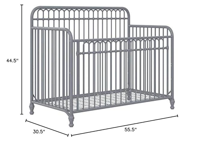 Little Seeds Ivy 3-in-1 Convertible Metal Crib, Dove Gray
