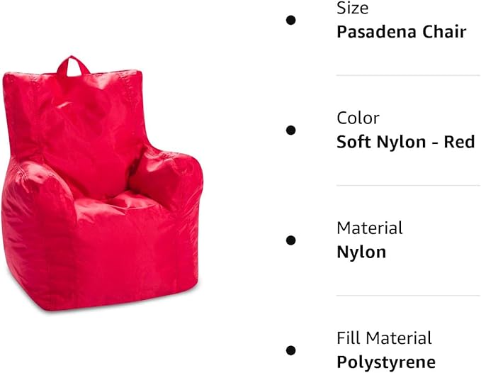 Posh Creations Bean Bag Structured Seat for Toddlers and Kids, Comfy Chair for Children, Pasadena, Red
