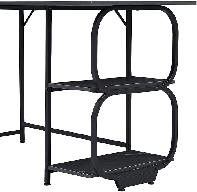 Anivia Gaming Computer Desk, Small Home Office Desk with 2 Storage Shelves, 47" Writing Desks Industrial Simple Style Wood Table Metal Frame for PC Laptop Notebook(Black) (47-B)