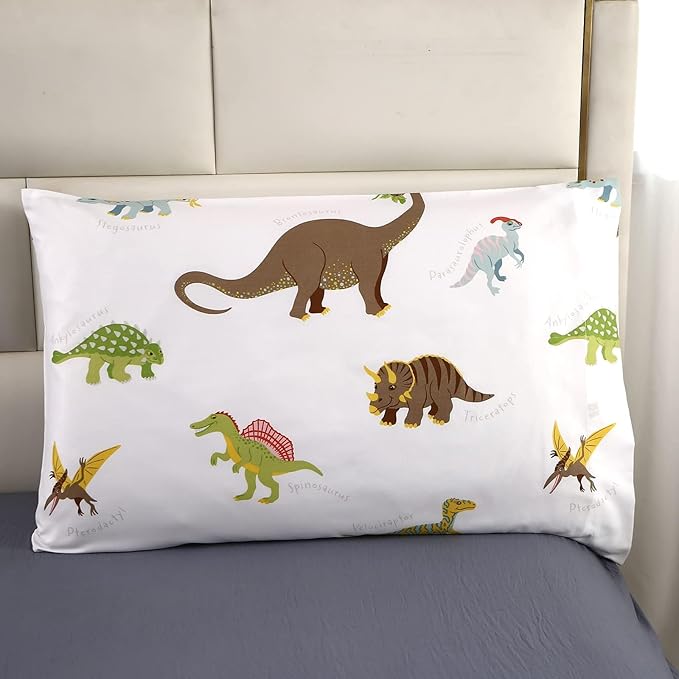 MAG 3Pcs Dinosaur Comforter Set,White Base Full Bedding Comforter Set,for Toddlers Kids,Boys Teens and Girls,Super Soft Microfiber, Full Size (1 Comforter + 2 Pillowcases)