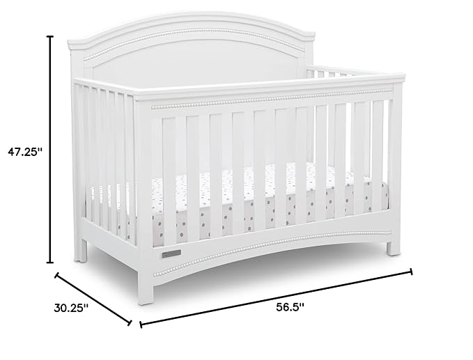 Delta Children Simmons Kids SlumberTime Emma 4-in-1 Convertible Baby Crib N More - Greenguard Gold Certified, Bianca White