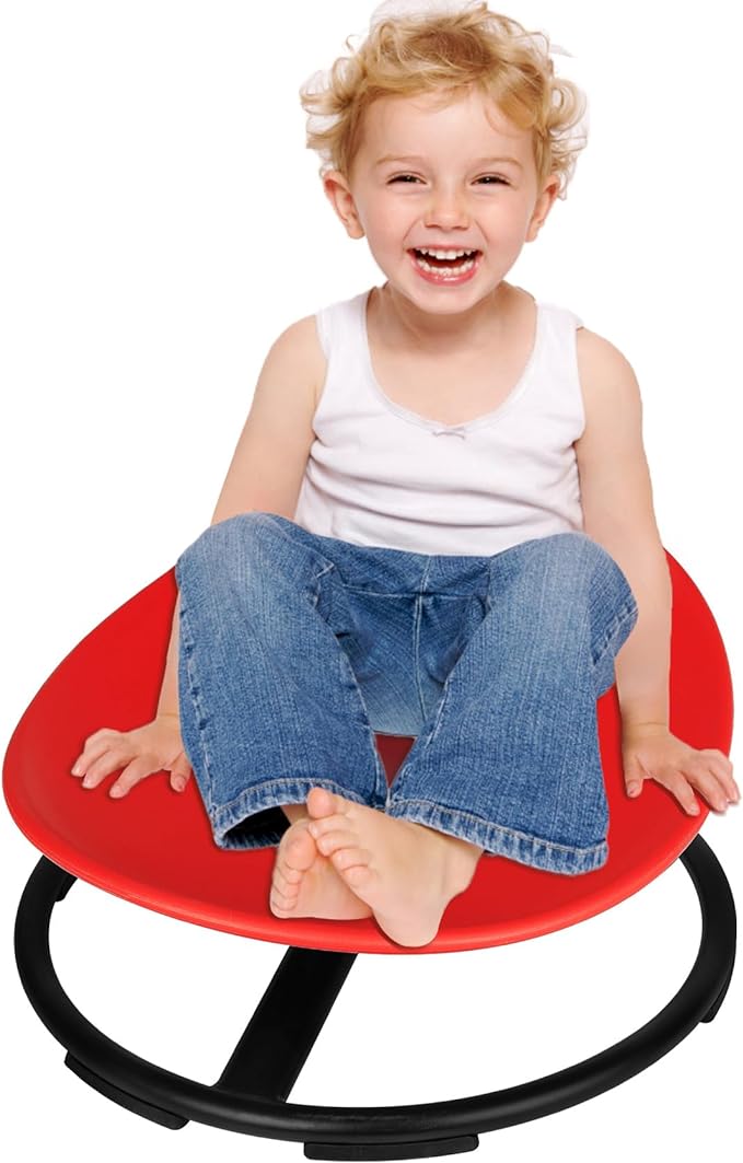Kids Sensory Swivel Chair, Autism Spinning Chair for Kids Sensory, Sensory Toy Chair, Training Body Coordination, No Assembly Required (Red)