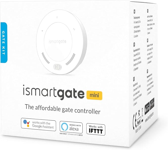 ismartgate Mini Smart gate Opener - Universal WiFi Remote Controller Compatible with Alexa, Google Home, IFTTT, iPhone, Android,Door Left Open Alert, Door Security Systems. No Hub Needed.