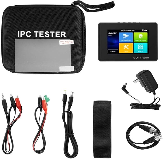 EVERSECU 5 in 1 CCTV Tester Support Up to 4K IP Camera & 720P/1080P/3mp/4mp/5 Megapixel AHD, TVI, CVI & CVBS Analog Camera, 4" Touch Screen Security Video Monitor, POE Out, IP Scan, UTP Cable Test