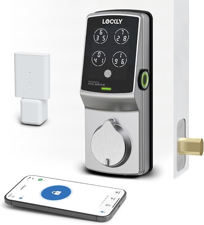 Lockly Secure Pro Wi-Fi Smart Door Lock, Keyless Entry with PIN Genie® Digital Keypad, 3D Biometric Fingerprint Sensor Front Door Lock Deadbolt, Voice Control & Auto Lock - Deadbolt Edition