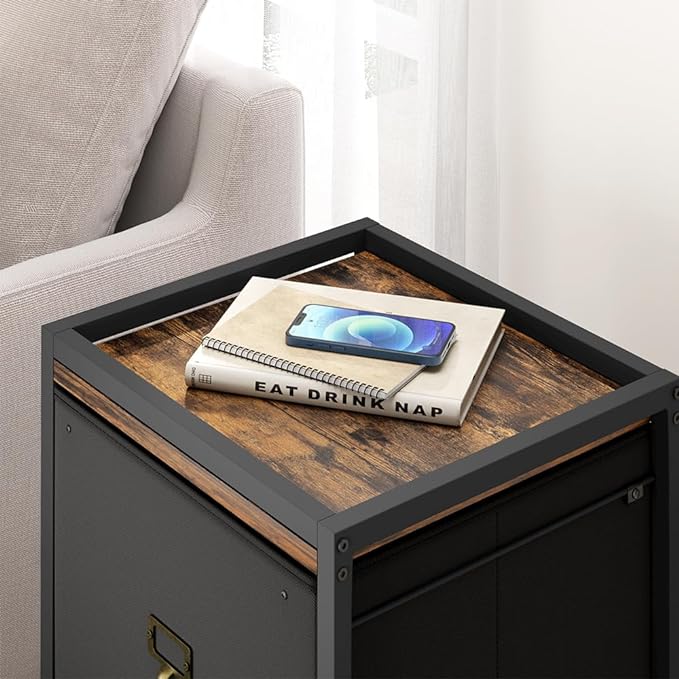 File Cabinet with 2 Drawers, Mobile Filing Cabinet Fits Letter Size or A4, Fabric Vertical File Cabinet on Wheels, File Cabinet for Home Office, Small Under Desk Storage Cabinet, Black