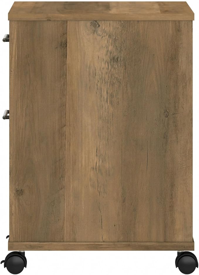 Bush Furniture Key West 2 Drawer Rolling File Cabinet in Reclaimed Pine Mobile Organization for Home Office Small Under Desk Storage on Wheels