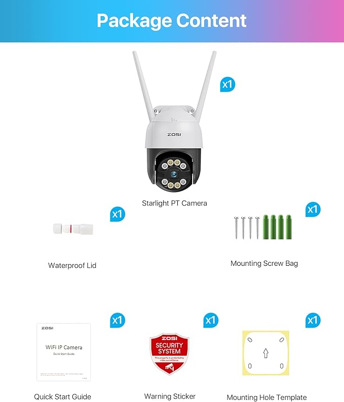 ZOSI C289 2K Pan/Tilt WiFi Add On Camera, 3MP Plug-in Outdoor PT Security Camera, Night Vision, Human Detection, 2 Way Audio, Smart Light Siren, Only Work 2K WiFi NVR System(ZR08RP,ZR08LL)