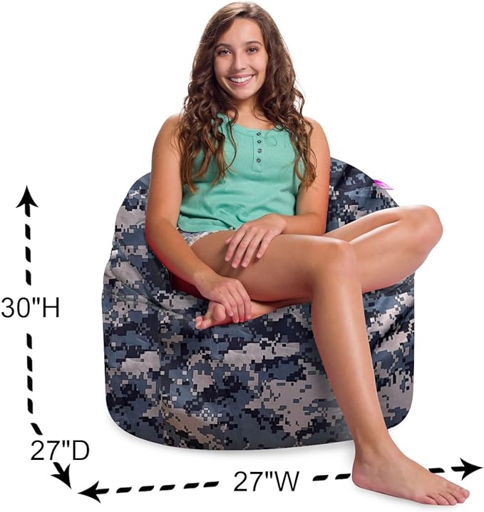 Posh Creations Structured Comfy Bean Bag Chair for Gaming, Reading and Watching TV, Sonoma Lounge, Nylon - Camo Digital