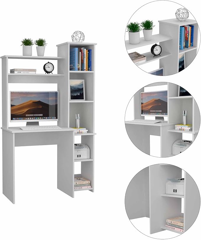 NicBex Laik-DW-00076-DX Desks, 38.7" W x 17.8" D x 63.9" H, White