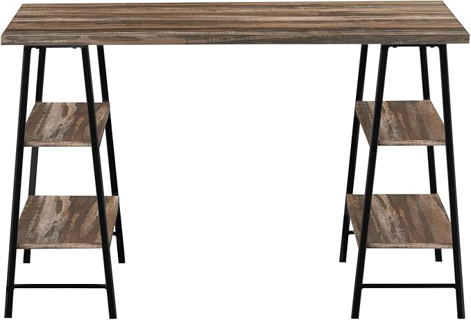Monarch Specialties 7525 Computer Desk, Home Office, Laptop, Storage Shelves, 48" L, Work, Metal, Laminate, Black, Contemporary, Modern Desk-48, 47.25" L x 23.75" W x 30" H, Brown Reclaimed Wood-Look