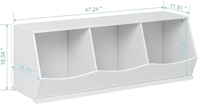 UTEX Toy Storage Organizer,Stackable Kids Toy Storage Cubby with 3 Bins,Toy Boxes and Storage for Playroom,Bedroom,Nursery School,White