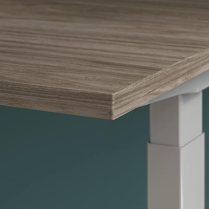 Bush Business Furniture M6S6030MHSK Move 60 27-Inch -48-Inch Adjustable Desk, Modern Hickory/Cool Gray Metallic