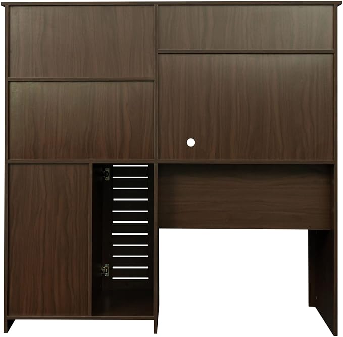 NicBex Laik-DW-00017-DX Desks, 59.06" W x 23.62" D x 57.68" H, Walnut
