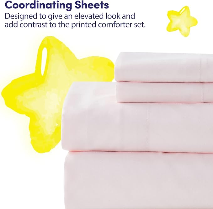 Kids Bedding Set Bed in a Bag for Boys and Girls Toddlers Printed Sheet Set and Comforter , Twin, Rainbow Unicorn