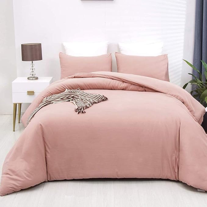 Blush Pink Comforter Set Twin Solid Dusty Rose Bedding Quilt Set Blush Pink Comfroter Set 3 PCs for Kids Teens Adult Durable Breathable Pink Blanket