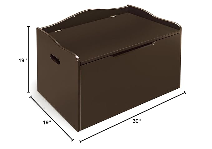 Badger Basket Kid's Wooden Toy Box and Storage Bench Seat with Safety Hinge - Espresso