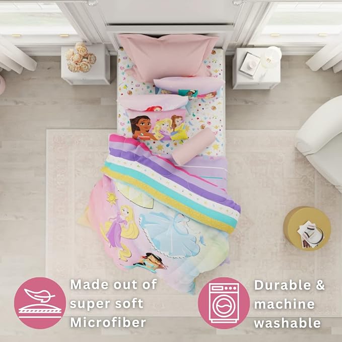 Disney Princess Ariel Kids Bedding Super Soft Comforter And Sheet Set, 4 Piece Twin Size, "Official" Disney Product By Franco