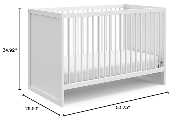 Storkcraft Calabasas 3-in-1 Convertible Crib (White) – GREENGUARD Gold Certified, Fits Standard Crib Mattress, Converts to Toddler Bed, Modern Style, Easy 30-Minute Assembly