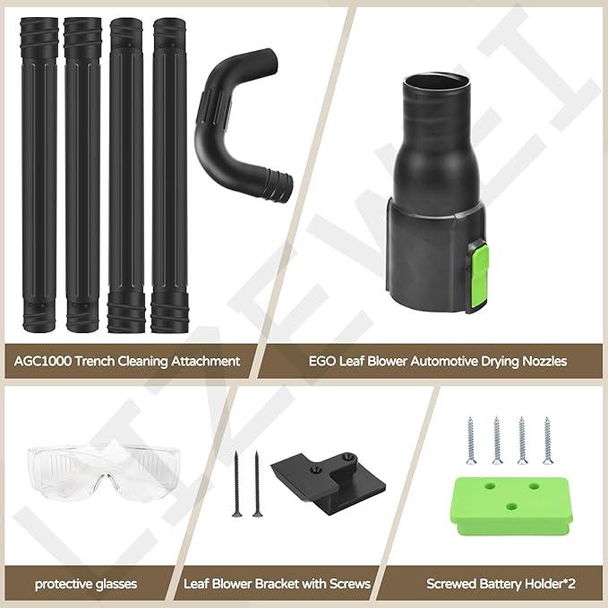 Gutter Cleaning Attachment Replaces AGC1000 Cleaning Kit & Mounting Bracket Kit for EGO 530CFM 580CFM 575CFM 650CFM 615CFM LBX6000, W/Battery Holders - Easily Clear Leaves And Debris From Gutters