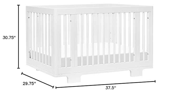 Babyletto Yuzu Convertible All-Stages Bassinet, Midi, Full-Size Crib in White, Greenguard Gold Certified, Portable & Adjustable with Conversion Kits and Pads Included