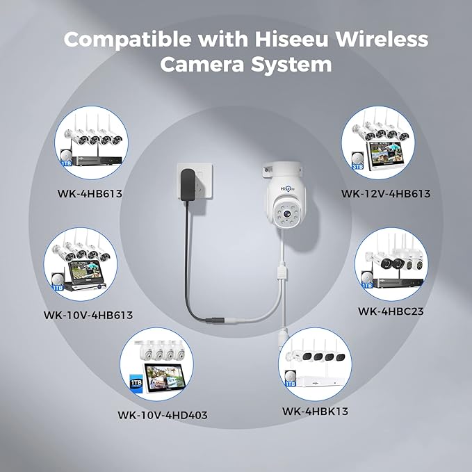 Hiseeu Wireless Security Camera Outdoor, 2.4G/5G 3MP WiFi Camera, Color Night Vision, Auto Tracking, Pan/Tilt, 360° View, Motion Detection, Two-Way Audio, IP66, Work with Alexa, No Monthly Fee