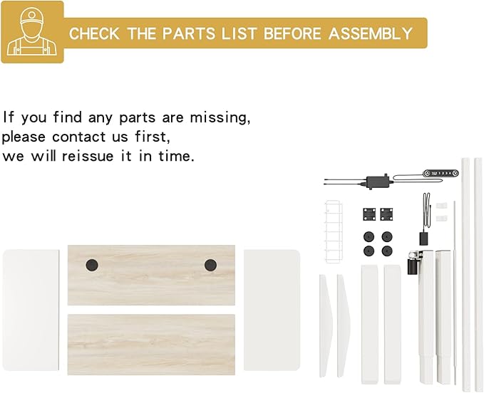 Adjustable Height Electric Standing Desk - 55 x 24 Inch Sit Stand Computer Desk, Stand Up Desk Table for Home Office, White Frame/White + Oak Top