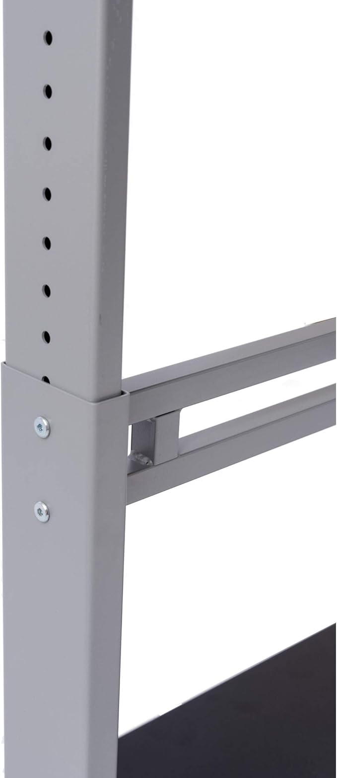Stand Up Desk Store Rolling Adjustable Height Two Tier Standing Desk Computer Workstation (Silver Frame/Black Top, 40" Wide)