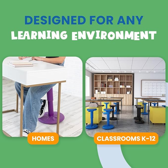 Studico ActiveChairs Kids Wobble Stool, Flexible Classroom Seating improves Focus, Posture & helps ADHD/ADD. Get The Wiggles out Active Fidget Chairs, Preschool | Elementary 14" Chair, Ages 3-7, Gray