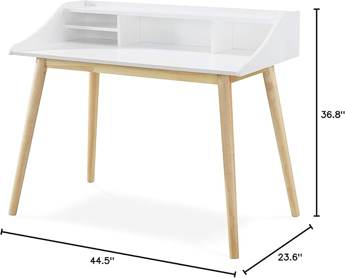 Alton Writing Computer Desk, Laptop PC Workstation, Retro Simple Study Table for Home Office, White