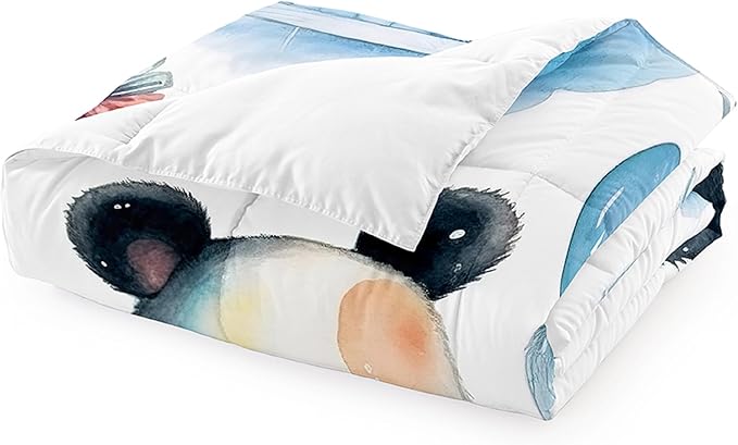 Panda Comforter Set Twin Size - Panda Bedding for Boys Girls Cute Panda Set Cartoon Pandas Print Comfort Twin Bedding Set for Kids Teens, 1 Comforter+1 Pillowcase
