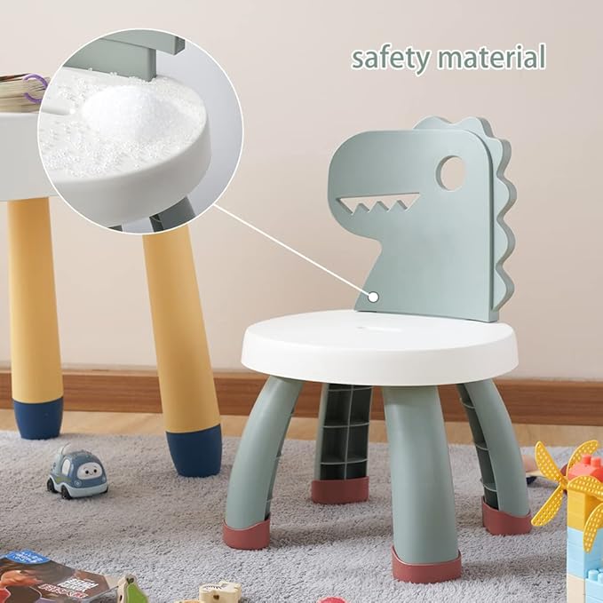 Toddler Chair,Plastic Kids Dino Chair,Sturdy Durable and Lightweight Toddler's Activity Chairs,Anti-Slip Ergonomic Design kids step stool,Indoor or Outdoor Use for Boys Girls Aged 1+ (Green)