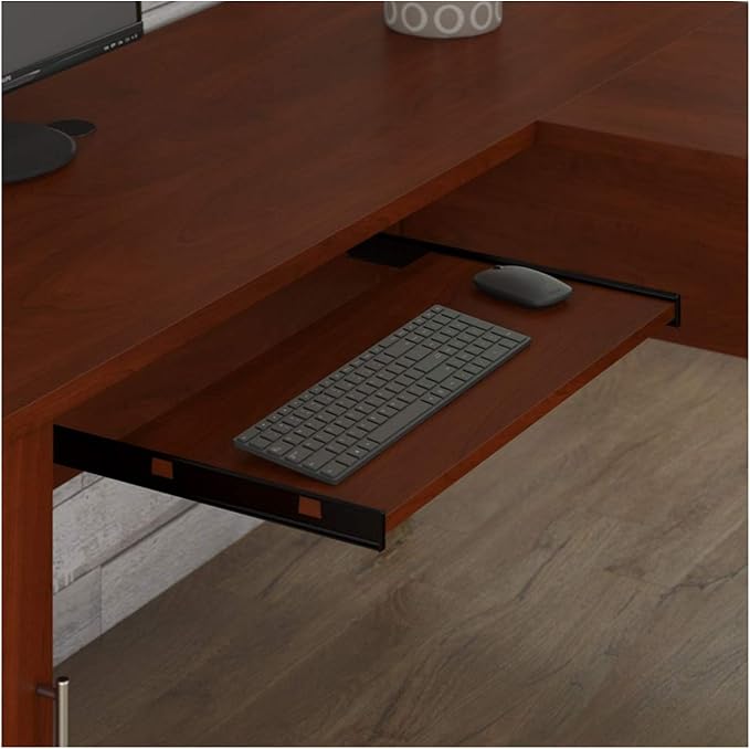 Bush Furniture Somerset 60W L Shaped Desk with Storage in Platinum Gray