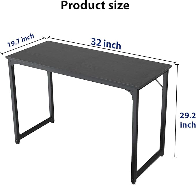 Foxemart Modern Small Computer Desk, 32 Inch, Sturdy Laptop Study Desk Table for Home Office, Black