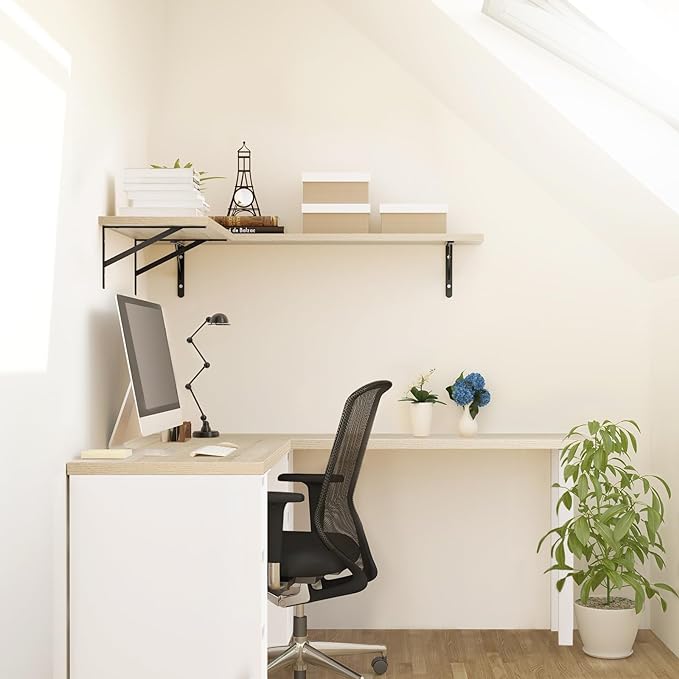 Kaboon Universal Tabletop 47.25"x30", Solid One-Piece Melamine Table Top, Double Desk L-Desk DIY, Home and Office, Oak