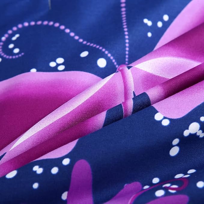 WINLIFE Butterfly Comforter Set Queen Size, 3Pcs Pink Purple Blue Black Animals Butterflies Floral Bedding Set for Girls Women, Soft Bed Set All Season Lightweight Down Alternative