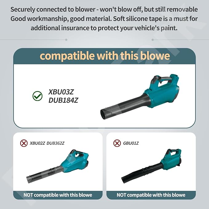 Car Drying Nozzle for Makita 18V LXT Leaf Blower - Fits Model: XBU03Z, XBU03SM1, DUB184Z, DUB184ST, DUB184PT, DUB184PT2 - with Protective Silicone Sleeve