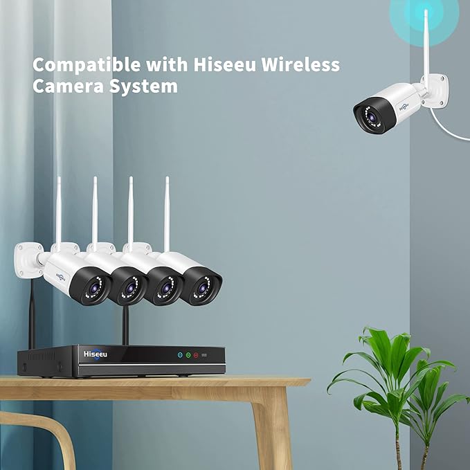 Hiseeu 2K Wireless Pro Security Camera Wireless Outdoor, 2-Way Audio, 3MP Surveillance Cameras, IP66 Waterproof, 2.4Ghz & 5Ghz, Motion Detection, SD Storage, Compatible with System, Work with Alexa